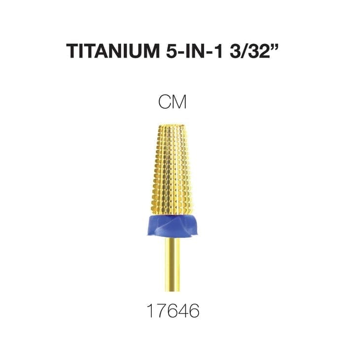 Image of a Cre8tion 5 in 1 Titanium Tungsten Bit 3/32", featuring a cylindrical shape with a blue band near the base. The text shows "CM" above the bit and the number "17646" below.