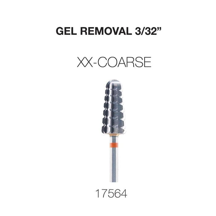Image of a Cre8tion 2-Way Carbide Tornado Bit labeled as "3/32" Gel Removal," perfect for gel removal. The product number 17564 is displayed below the tool, indicating its use for efficiently removing gel nail polish.