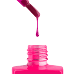 A bottle of Apres Gel Color Jelly is being dripped onto a white background