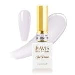 A bottle of Lavis Gel Pink Collection 0.5oz (P04), accompanied by a sample swatch of the polish color beside it, ensures you have plenty for multiple manicures.