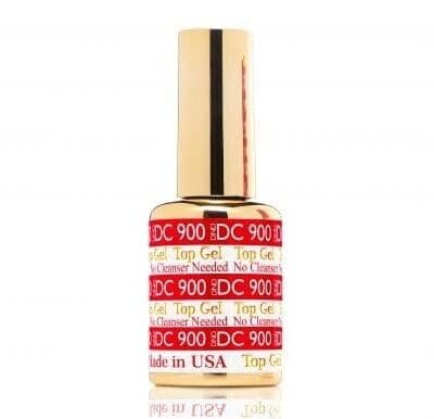 A bottle of DND DC Top Gel No Cleanser 0.5oz.